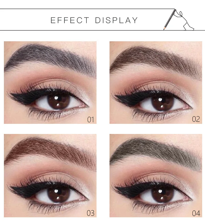 Карандаш для бровей с твердым сердечником невероятно тонкий водостойкий макияж