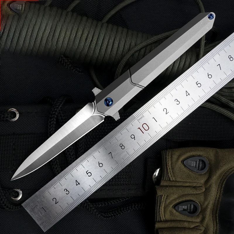 Titanium Alloy Tactical Folding Knife High Quality M390 Blade Outdoor EDC Tool Survival Safety Defense Pocket Knives THJ26