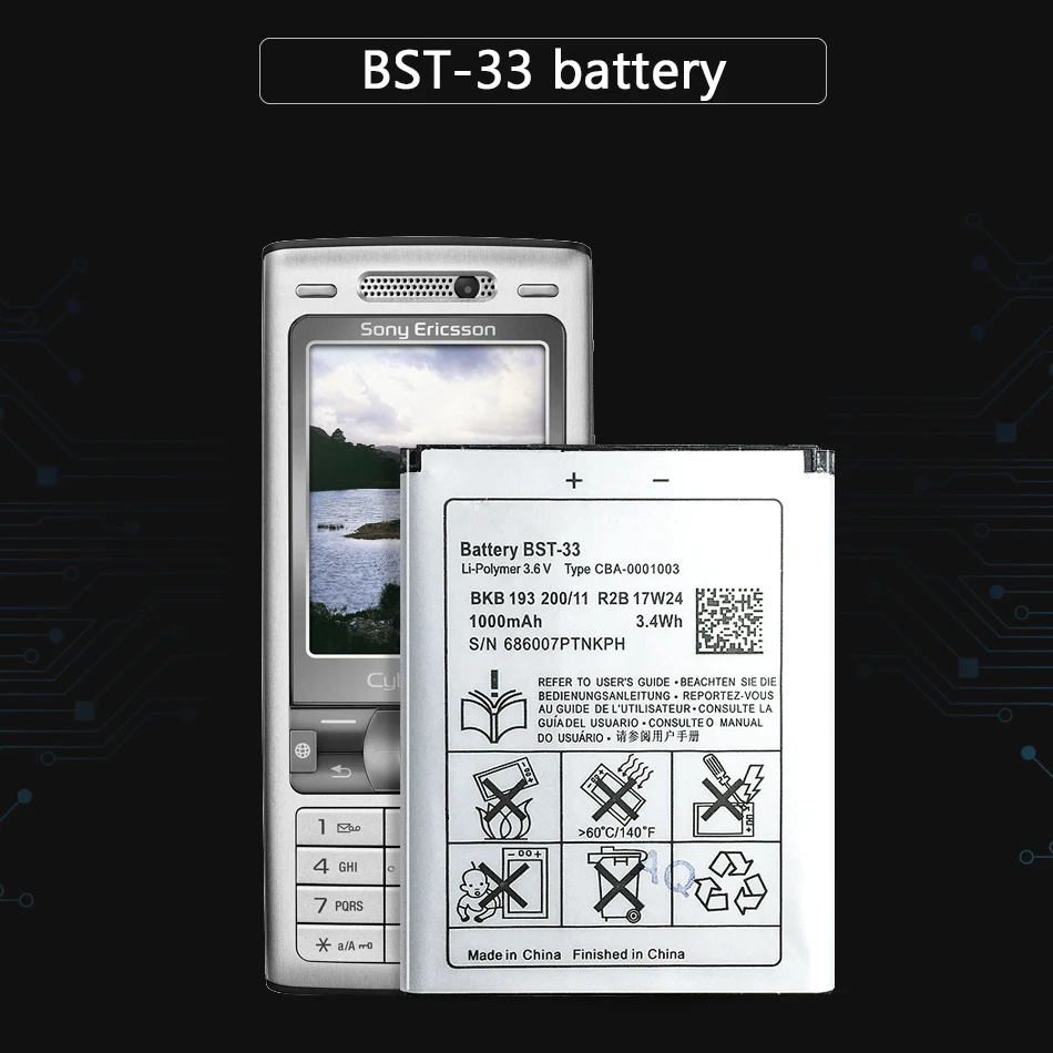 bst 33 for sony ericsson k800i k810i c702 c903 f305 g900 k550i k630i k660i w100i t700 t715 950mah cell phone battery free global shipping
