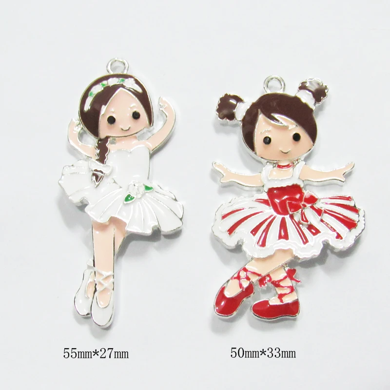 

Wholesale Newest 10pcs/bag Enamel& Rhinestone Ballet Dance Girl Pendants For Chunky Kids Necklace
