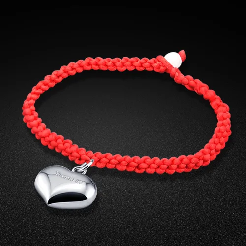 Женский браслет из серебра 925 пробы с Красной веревкой и черной | Украшения