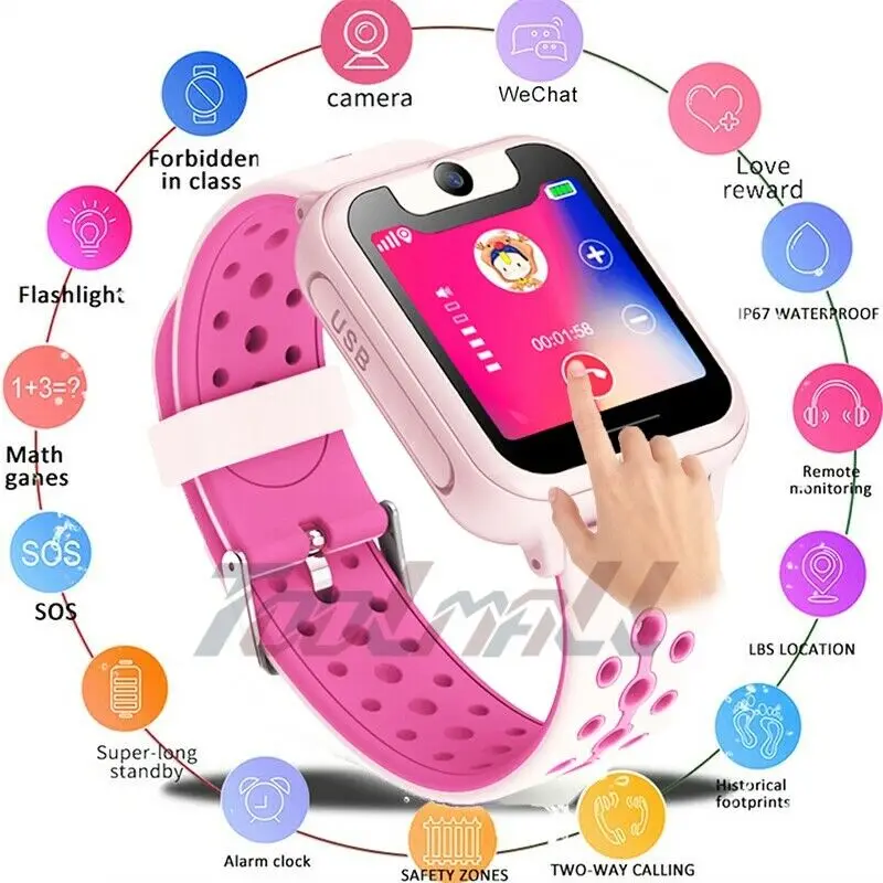 

Водонепроницаемые Детские Смарт-часы с GPS-трекером, кнопкой SOS и фонариком