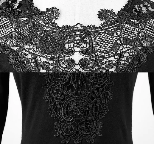 Панк Rave Для женщин Готический Floral Crocheted Тонкий Встроенная партия платье Q