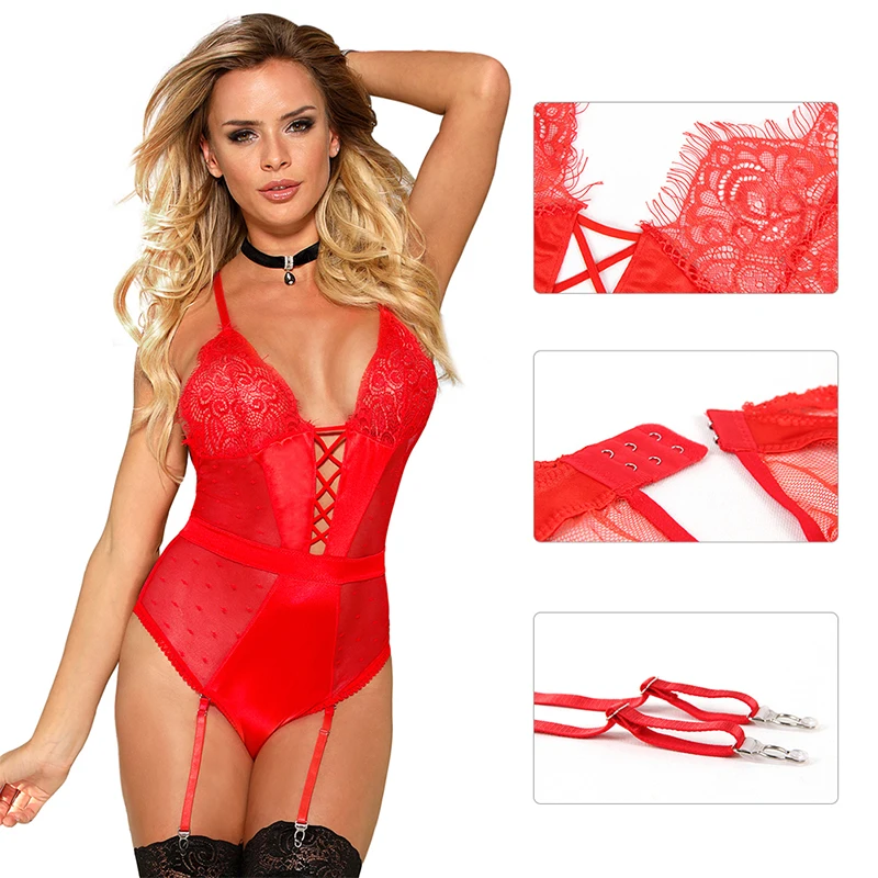 Женское кружевное боди с V образным вырезом|Женское белье и боди| |