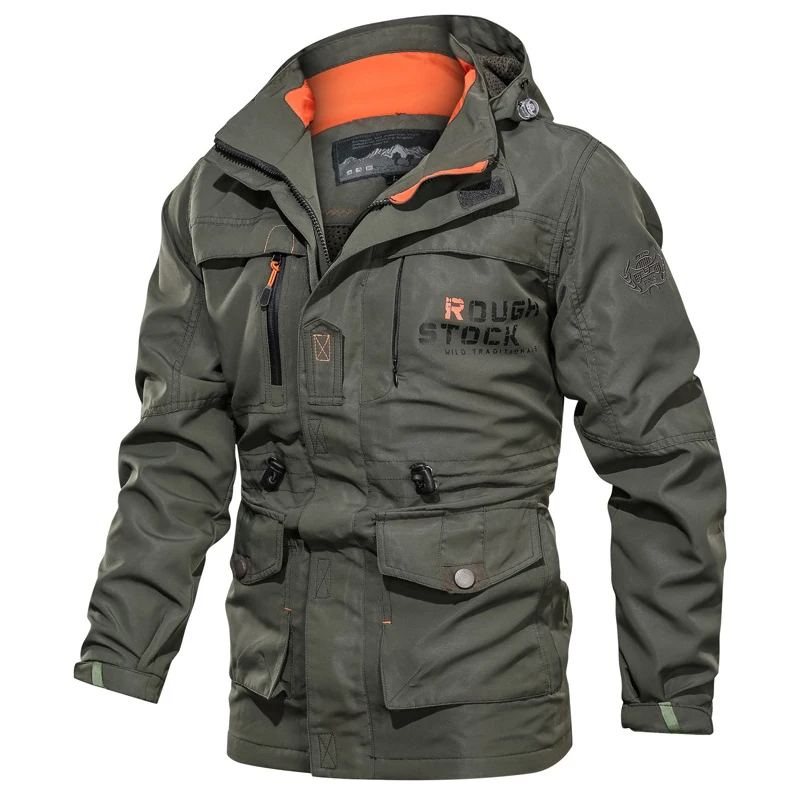 

Cofekate Men's Winter Bomber Jacket Autumn Winter Military Tactical-Outwear Hoodie Multi Pocket Waterproof Hooded Men Jacket