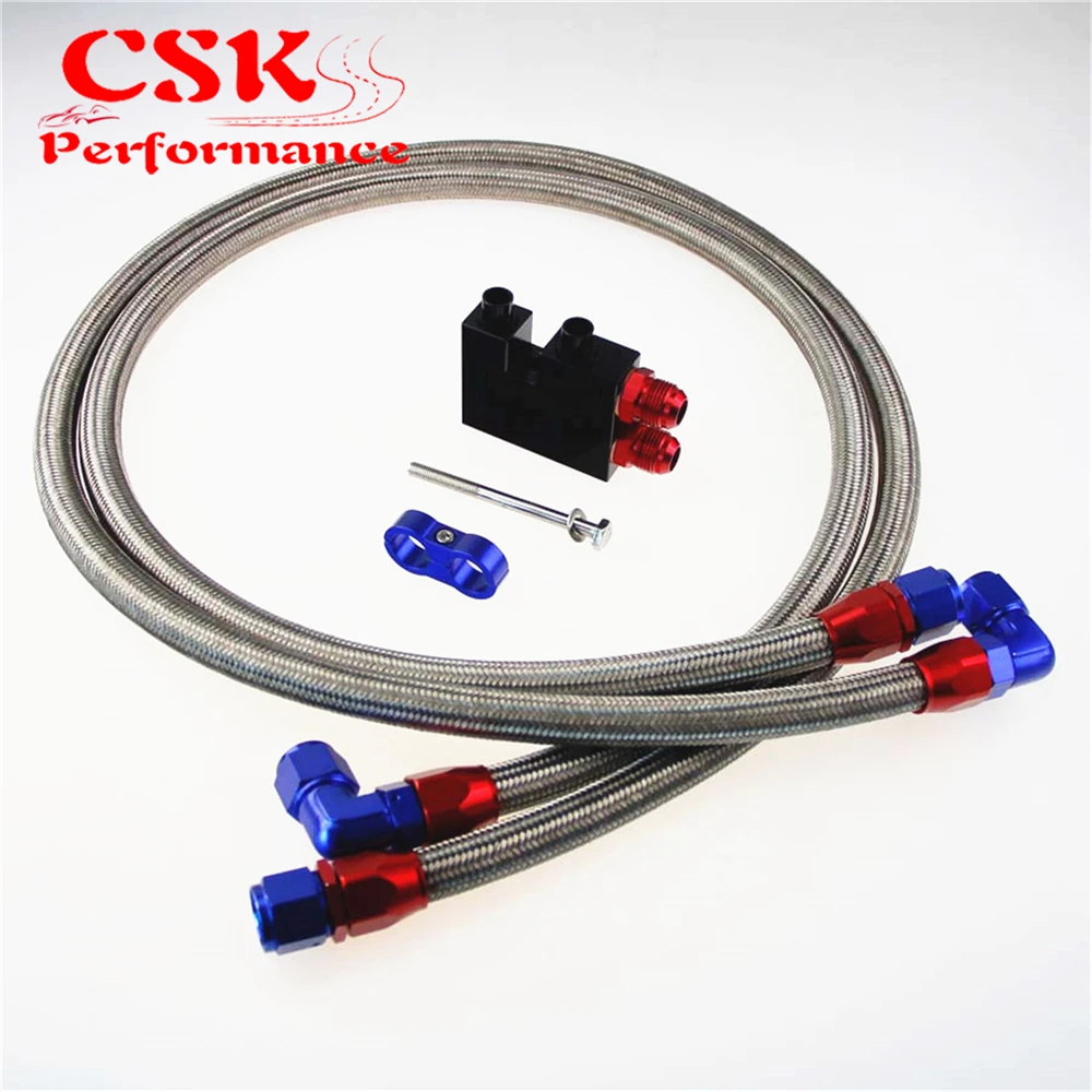 AN10 фильтр Сэндвич-адаптер + нейлоновая оплетка или SS маслопровод Подходит для BMW