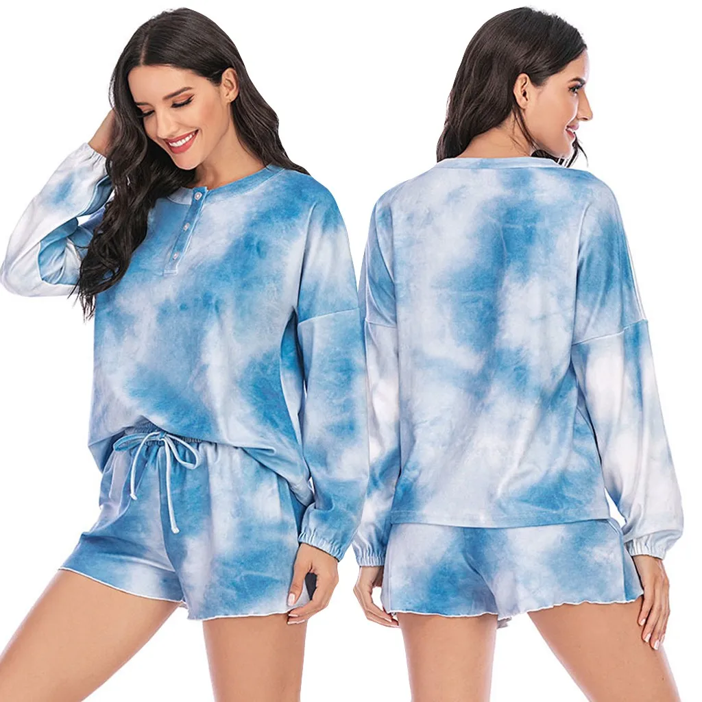 Женский комплект с галстуком краской топ длинными рукавами рубашка свободные и