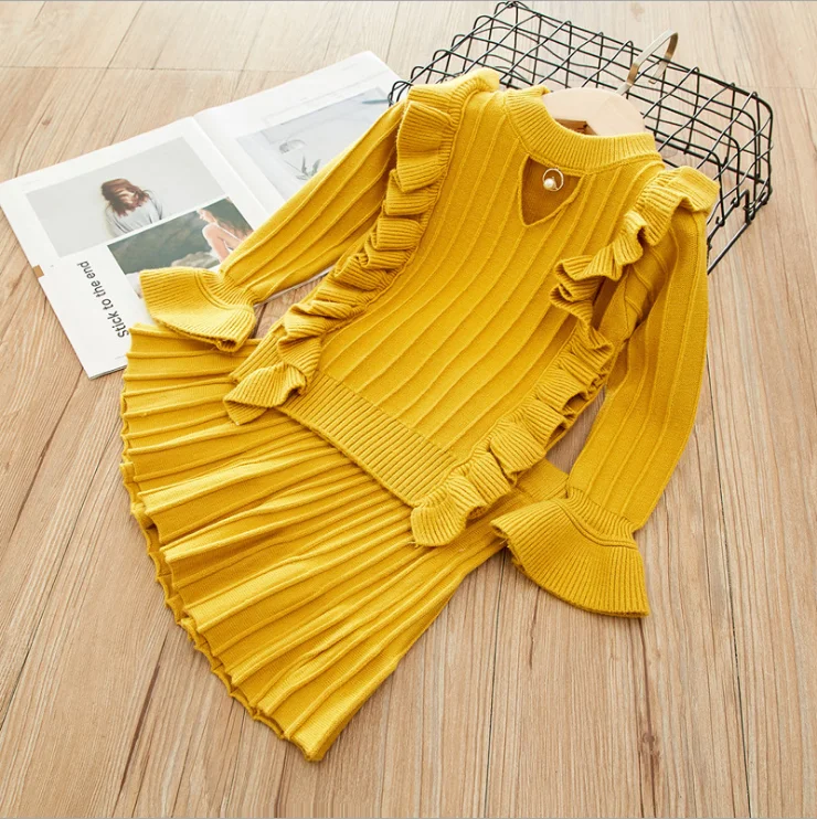 Детская одежда комплект для девочек на осень и зиму новая Корейская вязаная юбка