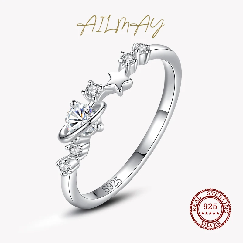 

Женское кольцо Ailmay из стерлингового серебра 925 пробы со звездами из чистого циркония, изящная бижутерия, подарок на день Святого Валентина