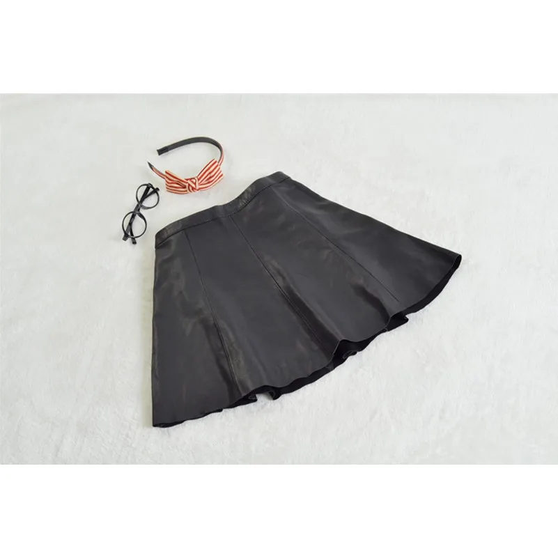 

genuine skirt New sheepkin slim Waist pleated skirt umbrella women zipper fashion high waist skirt for spring summer