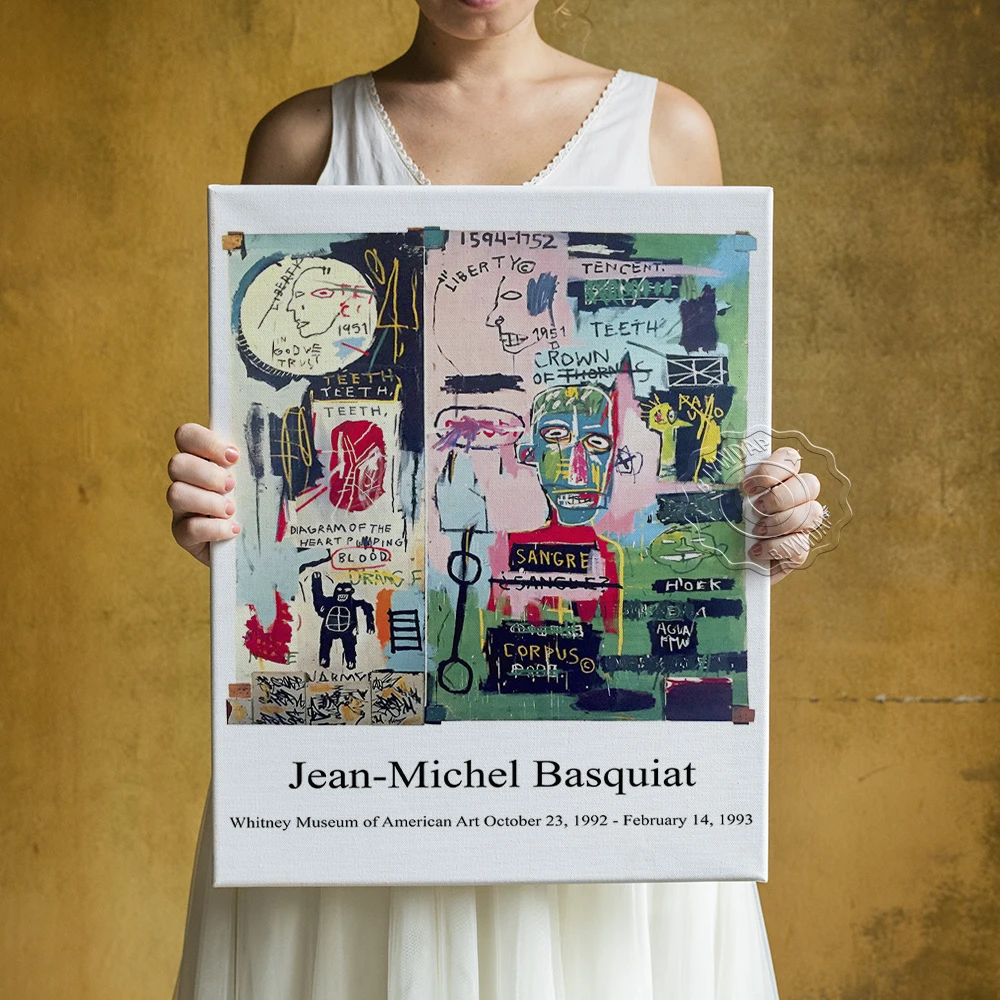 

1993 Jean-Michel Basquiat American Whitney Museum Exhibition Poster, Pop Style Abstract Prints Poster, Bar Club Wall Art Decor