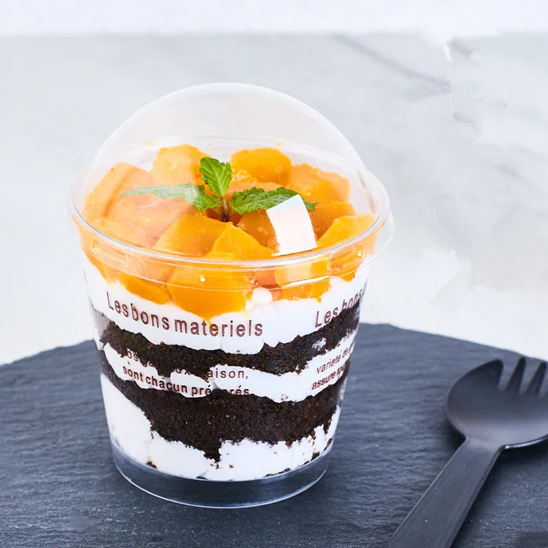 

20pcs Net Red Sawdust Cup Dessert Cup Round Mousse Cup Party Tiramisu Pudding Cup Transparent Plastic Cake Box With Lid