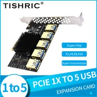 tishric pcie 1x to 5 usb3 0 hub pci express multiplier riser 009s010011 plus pcie 1x to 16x video card riser for btc mining