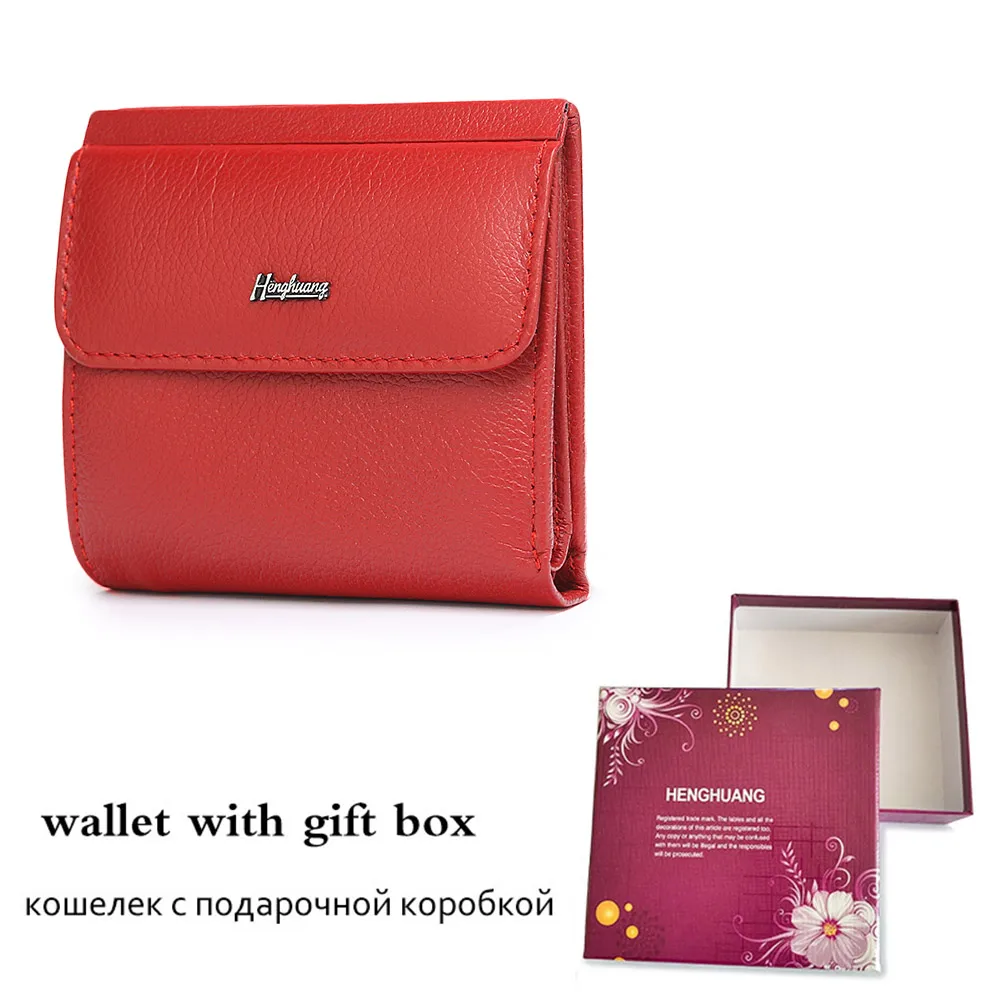 Red wallet and Box HH мини из натуральной кожи Для женщин кошелек Малый роскошная женская ID Card Holder кошельки тонкий кожи коровы Женские мешок денег монет кошельки - Цвет: Red wallet and Box