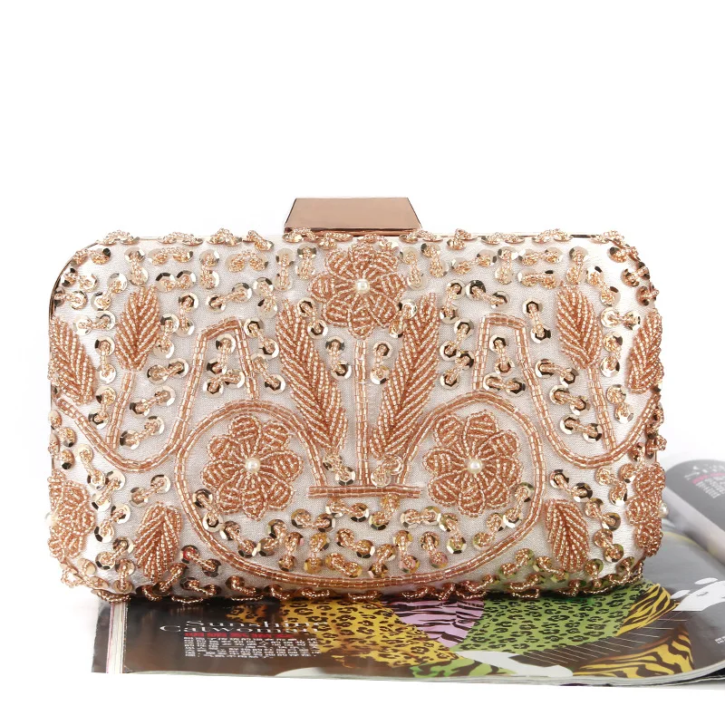 

New sequin dinner bag handmade bead embroidery banquet clutch ladies bag
