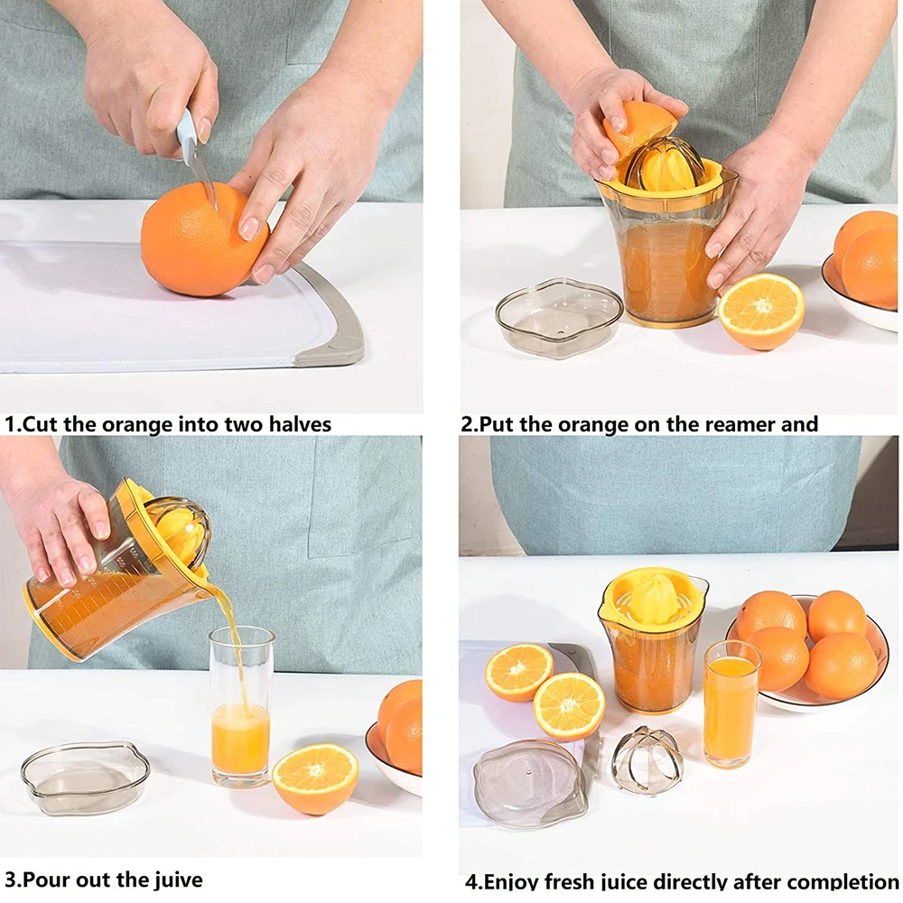 

Hot Manual Juicer 4 In 1 Multifunctional Lemon Squeezer Orange Citrus Juicer With -In Measuring Cup Vegetable Fruit Hand Juicer