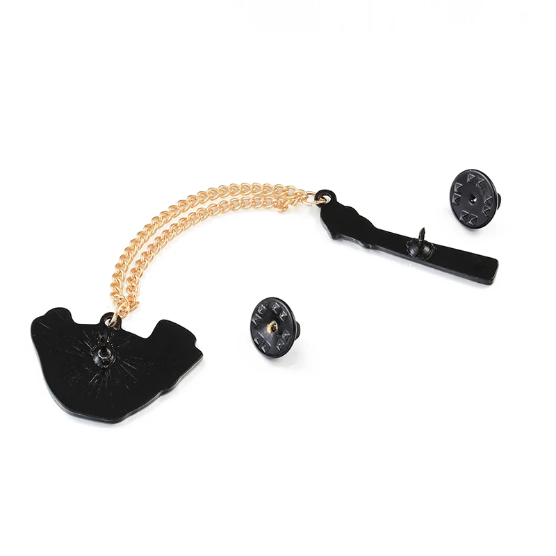 Брошь в виде японской еды эмалированная булавка форме чаши золотая цепочка на