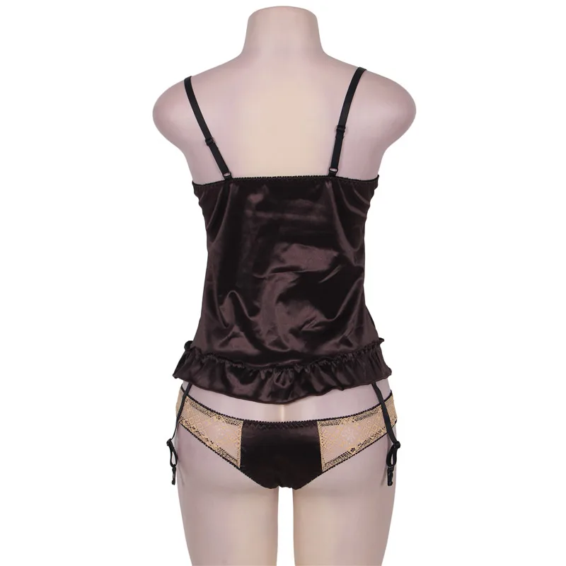 Коричневая атласная Кружевная комбинация Ohyeahlover сексуальное нижнее белье с