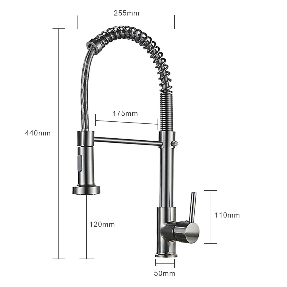 

Brushed Brass Kitchen Faucet 360 Degree Stretch With Spring Hot Cold Mixer Tap Stream Sprayer Nozzle Sink Faucet Pull Out Spout