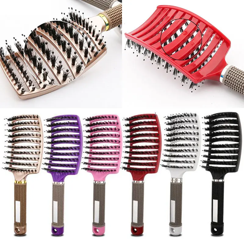 

Hair Brush Scalp Massage Comb Hairbrush Bristle Combs Women Wet Curly Detangle Hair Brush for Salon Hairdressing Styling Tools