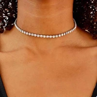 bohemia bare diamond simple diamond necklace womens single row diamond clavicle chain necklace 2020 new jewelry