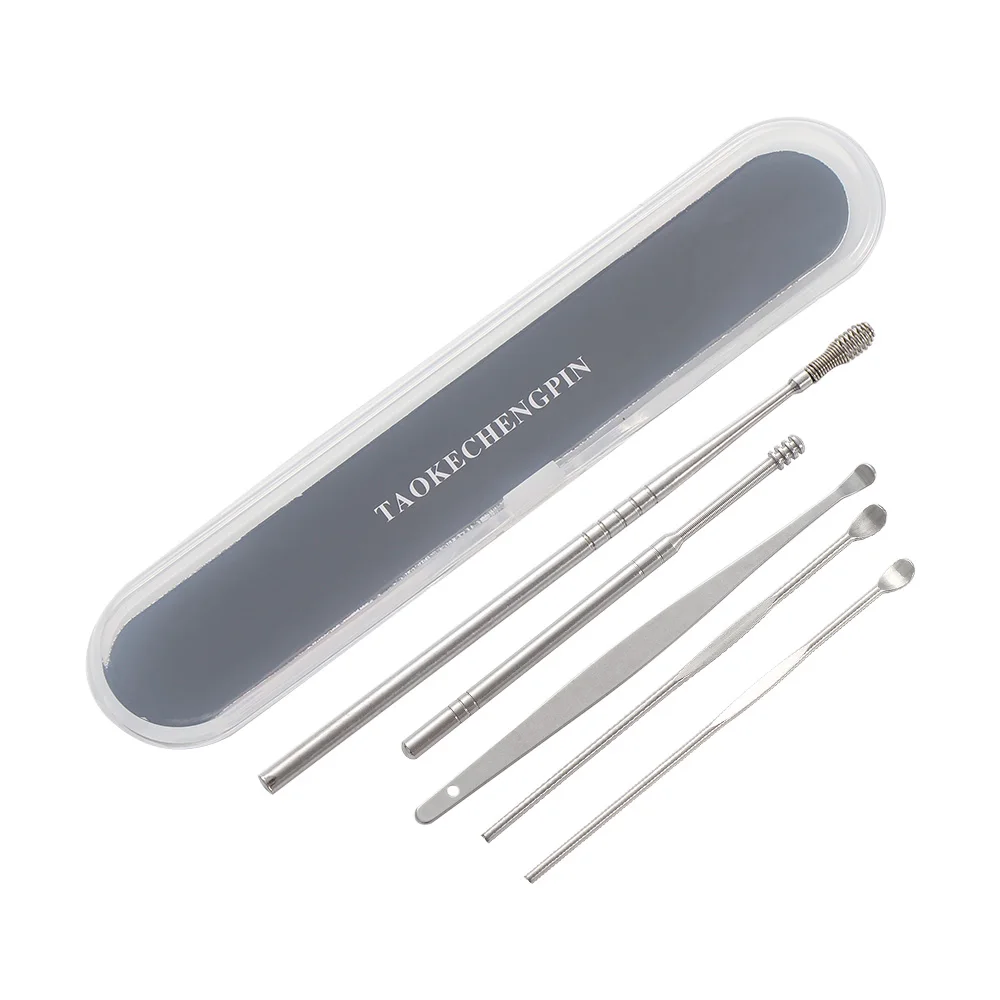 

5pcs Ear Wax Pickers set Stainless Steel Earpick Wax Remover Curette Ear Pick Cleaner Ear Cleaner Spoon Care Ear Clean Tool