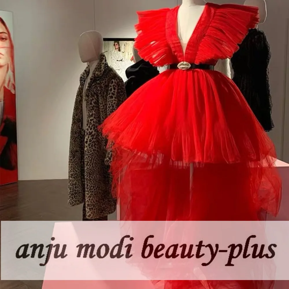 Высокая Низкая Выпускные платья 2021 Пышное фатиновое платье с глубоким v образным