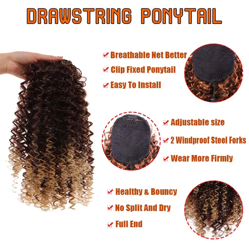 Афро кудрявый хвост AILIADE афро американский короткий синтетический накладной на