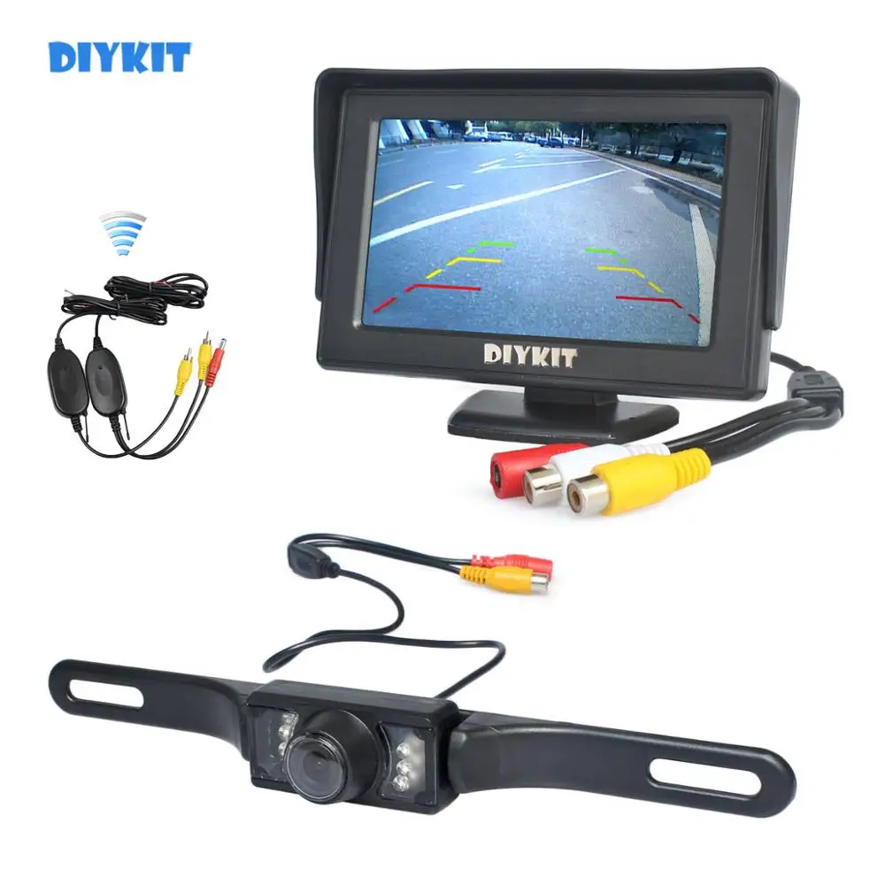 DIYKIT 4,3 дюймов цветной TFT lcd автомобильный монитор+ IR ночного видения HD камера заднего вида Беспроводная Система помощи при парковке