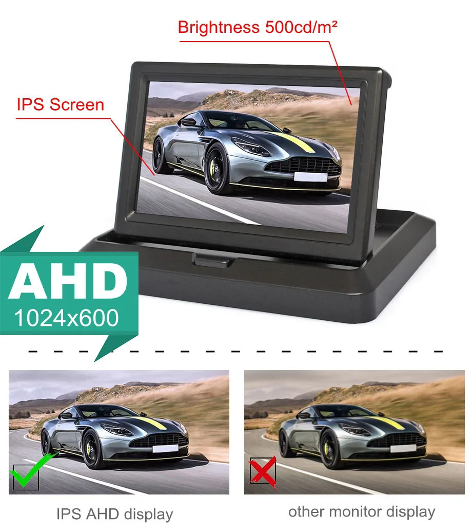 DIYSECUR 5" монитор автомобиля IPS AHD 1024x600, камера заднего вида HD 1920*1080P на 170 градусов с ночным видением Starlight для SUV и MPV.