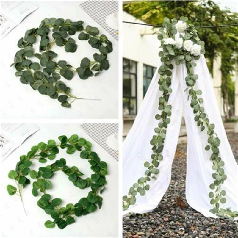 2 м искусственная гирлянда эвкалипта длинный лист растения зелени листва Декор