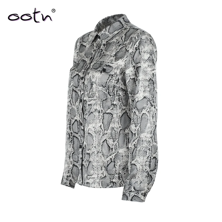 Женская блузка с длинным рукавом bclut винтажная принтом змеиной кожи и карманами