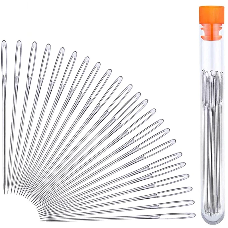 

LMDZ Large-Eye Hand Sewing Needles Sewing Sharp Needles Leather Needle Fabric Cross Stitch Needles with Plastic Sewing Bottle