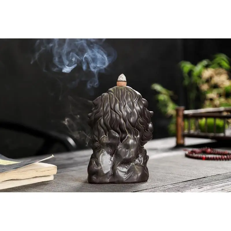 

Lion Backflow Incense Burner Ceramic Incense Stick Holder Zen Room Incense Joss Holder Smoke Waterfall Aroma Smoke Censer