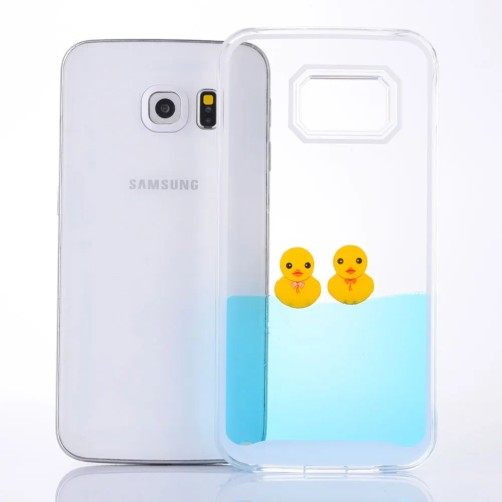 FQYANG прекрасный Дак динамический Жидкий чехол для телефона для samsung S6EDGE S5 течет желтая утка жидкость задняя крышка для samsung NOTE4 чехол