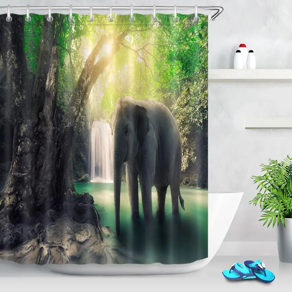 LB белая сибирская Тигр занавеска для душа слон дикие животные природа ванной