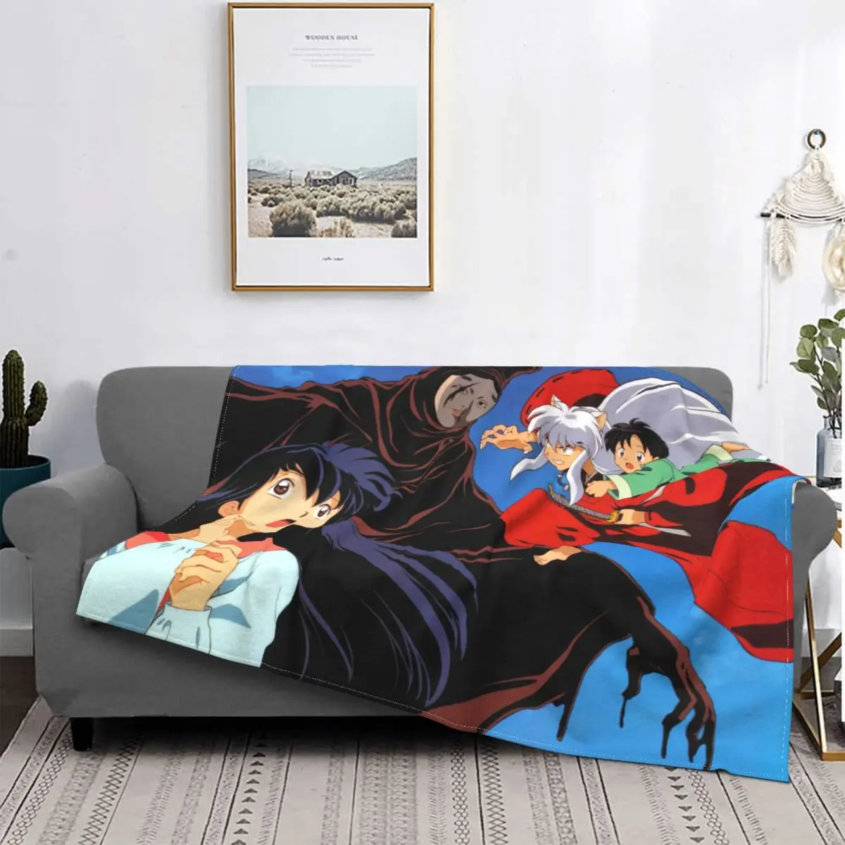 

Inuyasha Blanket Fleece Decoration Higurashi Kagome Multi-function Warm Throw Blankets for Home Office Plush Thin Quilt