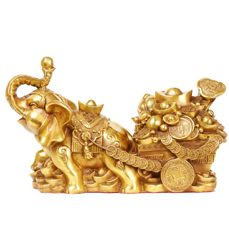 

MOZART Pure Copper Gold Elephant Send Treasure Ornaments Crafts Home Shop Lucky Decorations