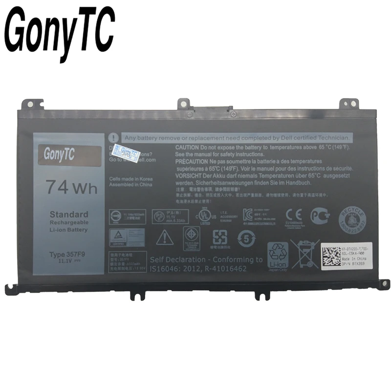 GONYTC 11 1 V 74Wh новый оригинальный ноутбук Батарея для Dell 357F9 Inspiron 15 7559 7000 INS15PD-1548B