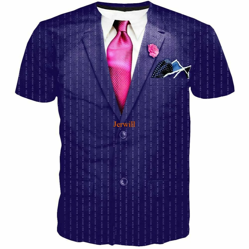 

New Fashion Suit Tie Funny 3D Printed T-Shirt Womenmen's Casual Short Sleeve