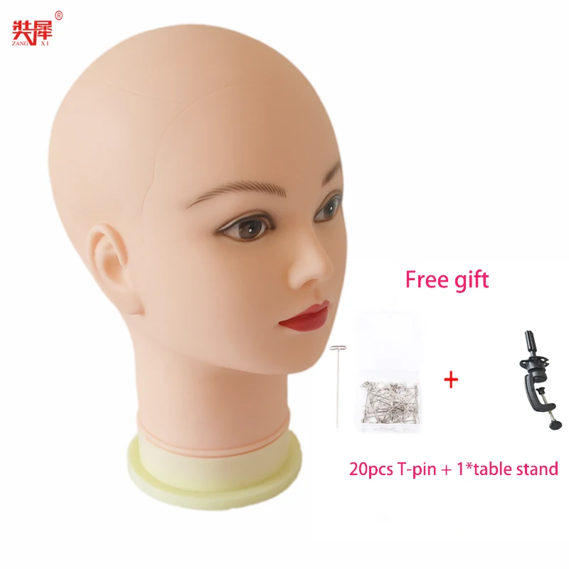 Soft Bald Wig Mannquin Head For Hat Glass Wig Display Training Massage Dolls Head tete perruque Female  Maniqui Wig Holder