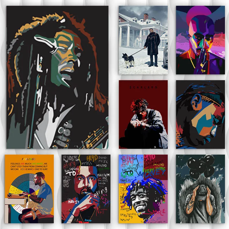 Американская Абстрактная Картина на холсте музыкальная Обложка Хип-хоп рэпер