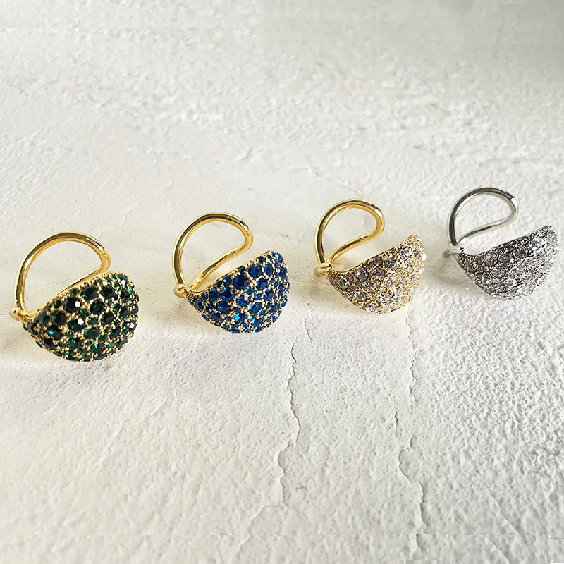 Женские открытые кольца в форме яйца с фианитом Стразы регулируемые из зеленого