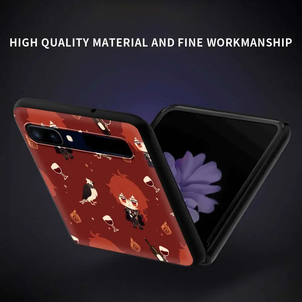 

games Genshin Impact Cute Phone Case for Samsung Galaxy Z Flip 5G Coque for Galaxy Z Flip 6.7" PC Hard Black Cover Fundas