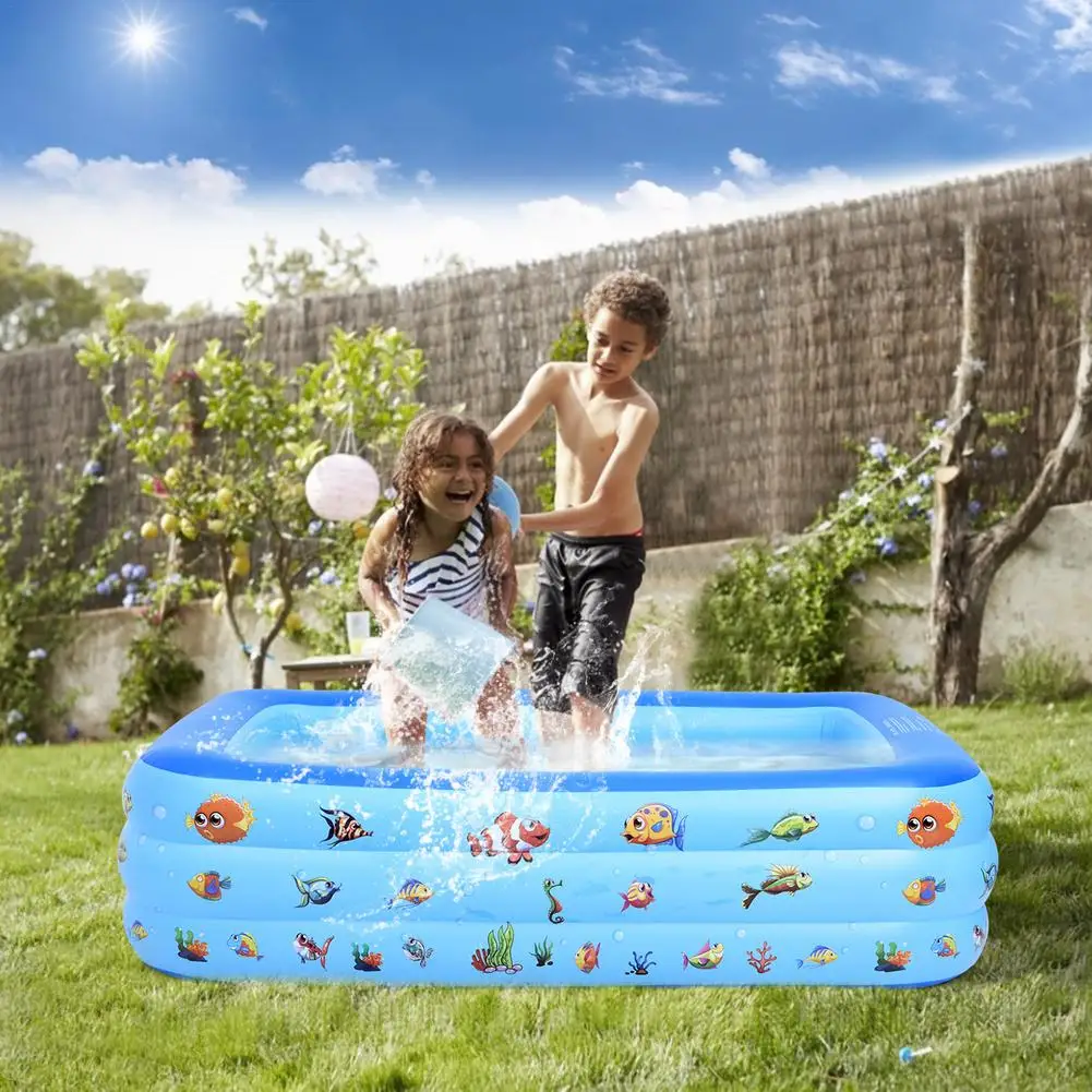 

Трехслойный летний надувной квадратный бассейн, детский надувной бассейн, ванна для купания, для малышей, для дома и улицы, большой бассейн