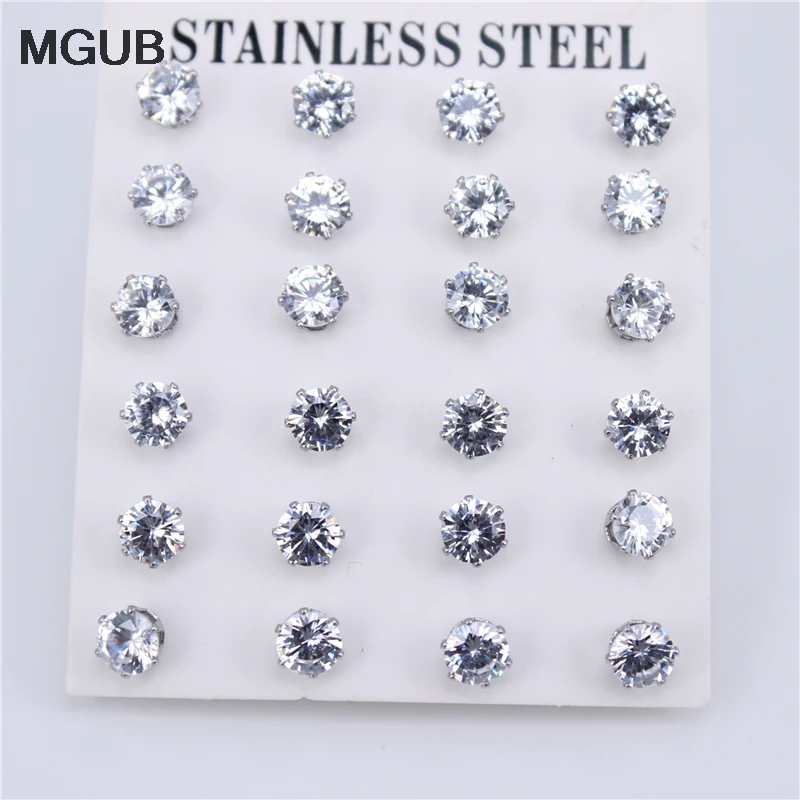 Из нержавеющей стали ювелирные изделия 12 пар/компл. серебро Цвет Диаметр с