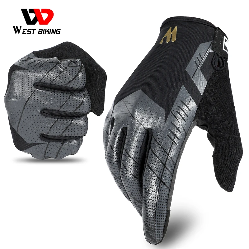 

WEST BIKING Sports Cycling Gloves Microfiber Breathable Touch Screen Gloves MTB Road Bicycle Motorcycle Non-slip Men's Gloves