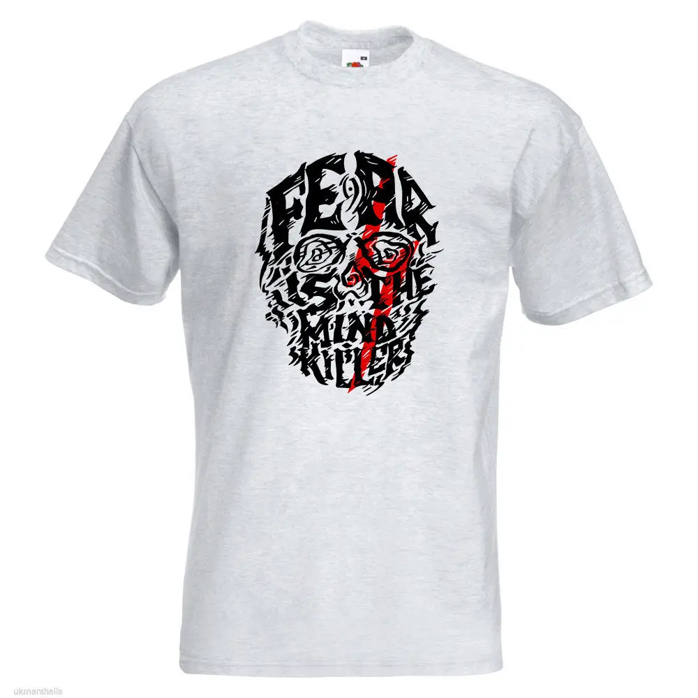Дешевая мужская футболка с круглым вырезом и надписью Fear Is The Mind Мужская принтом