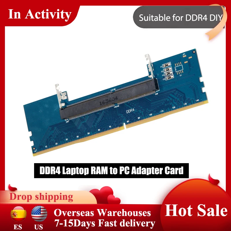 

Laptop DDR4 RAM to Desktop Adapter Card Memory Tester SO DIMM to DDR4 Converter Desktop Memory Card Connect Repair PC Office