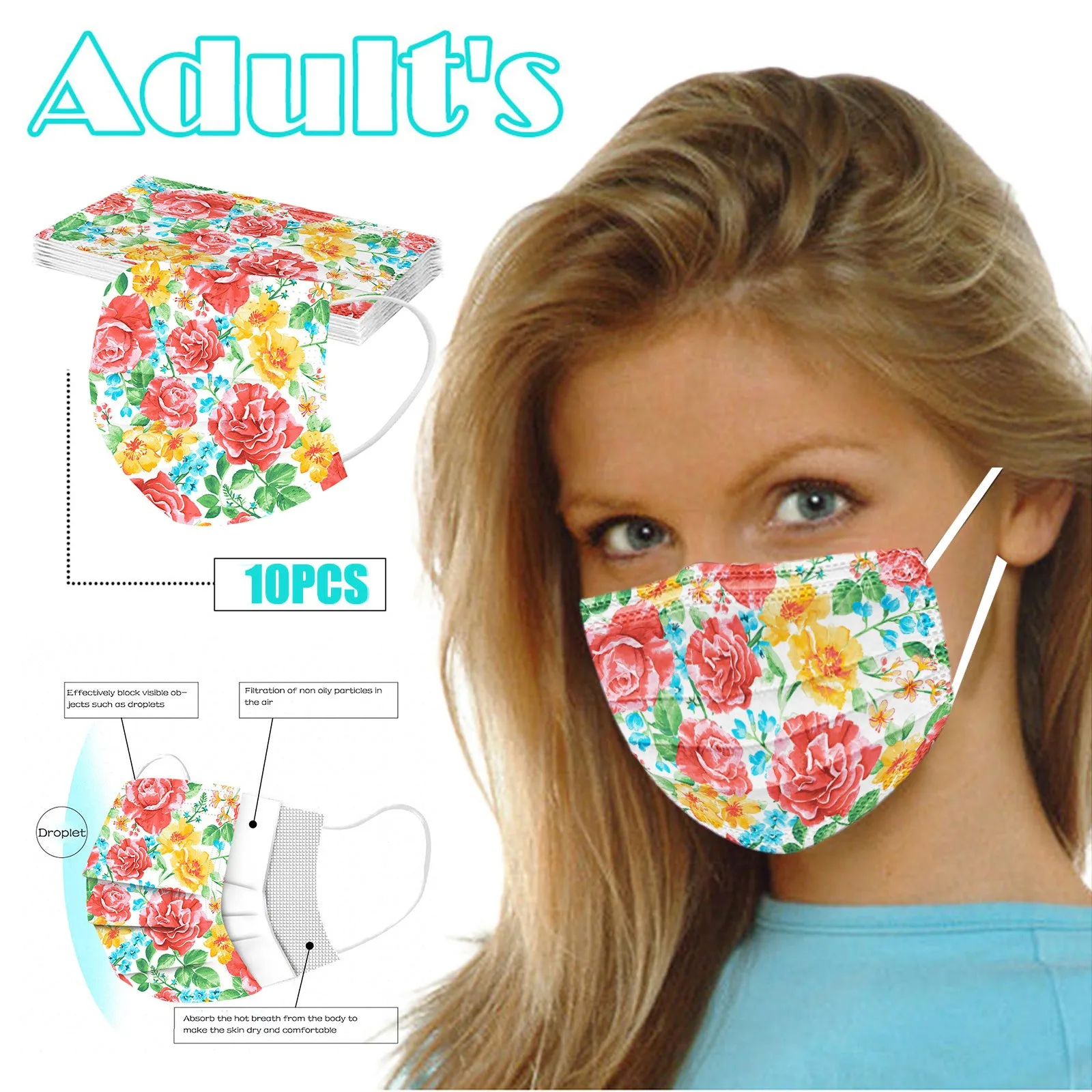 

Маска одноразовая 3-слойная для защиты лица, 10/50 шт.